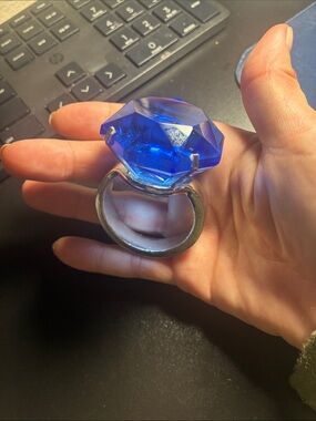 Large blue diamond ring paperweight